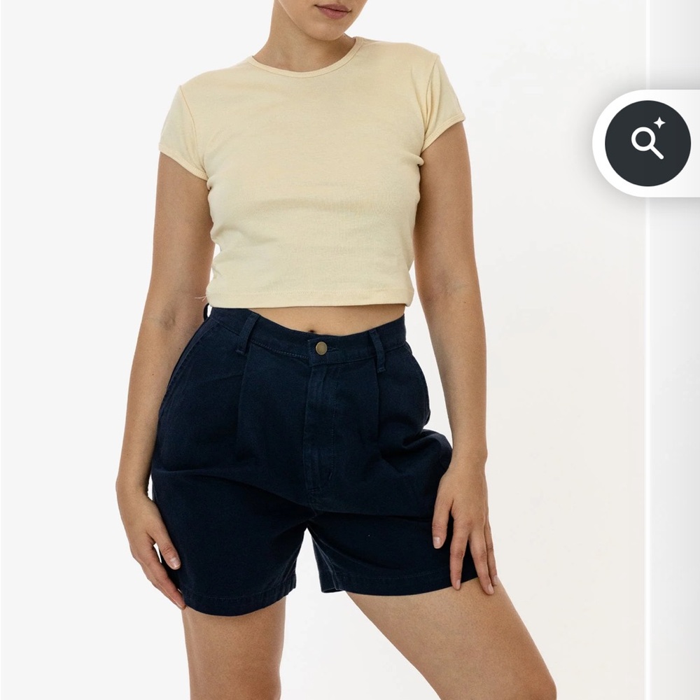 Los Angeles Apparel COTTON TWILL PLEATED SHORT in Navy size XS